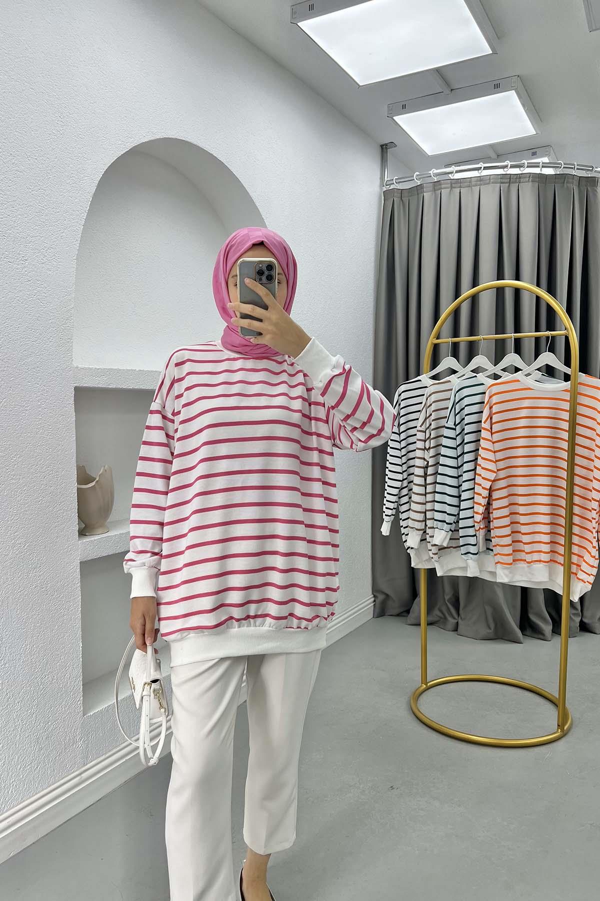 Striped Sweatshirt Fuchsia