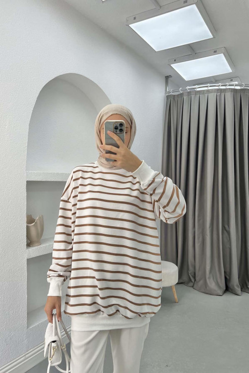 Striped Sweatshirt Brown