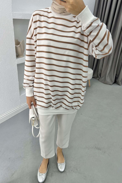 Striped Sweatshirt Brown