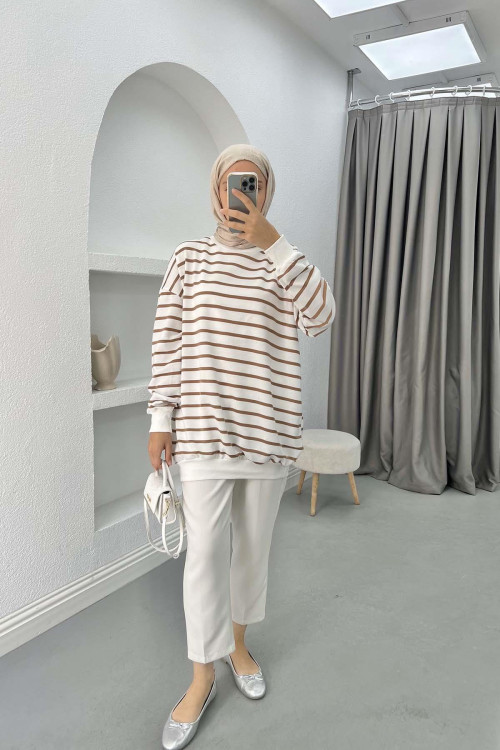 Striped Sweatshirt Brown