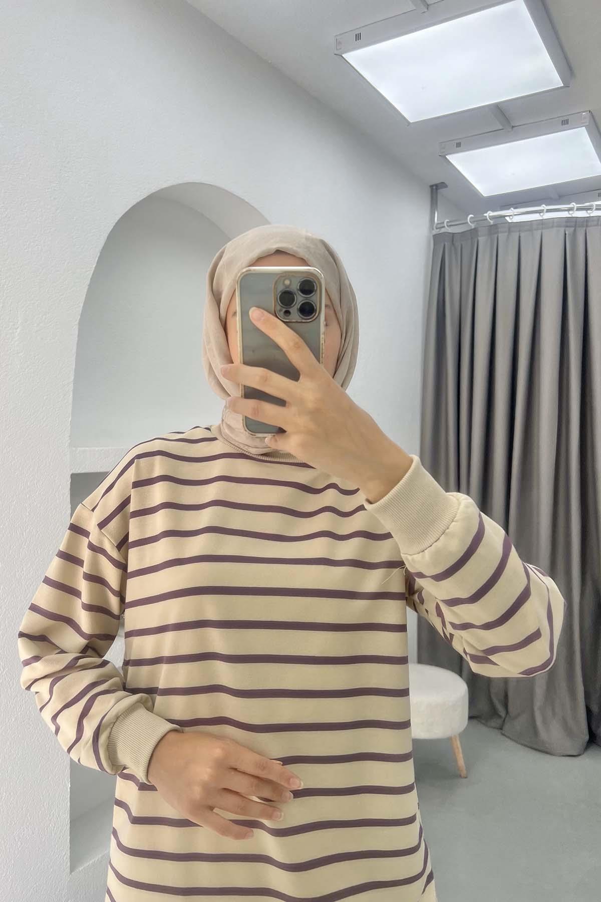 Striped Sweatshirt Purple