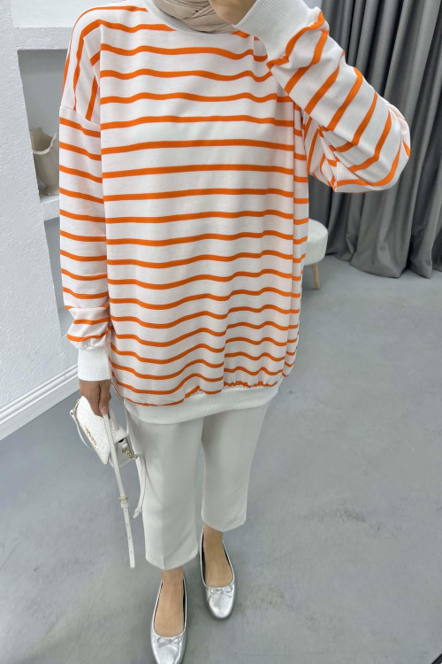 Striped Sweatshirt Orange