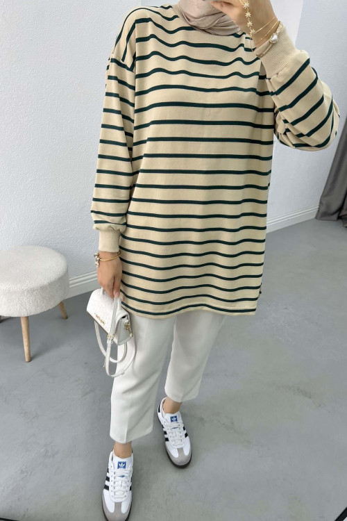 Striped Sweatshirt Emerald Green