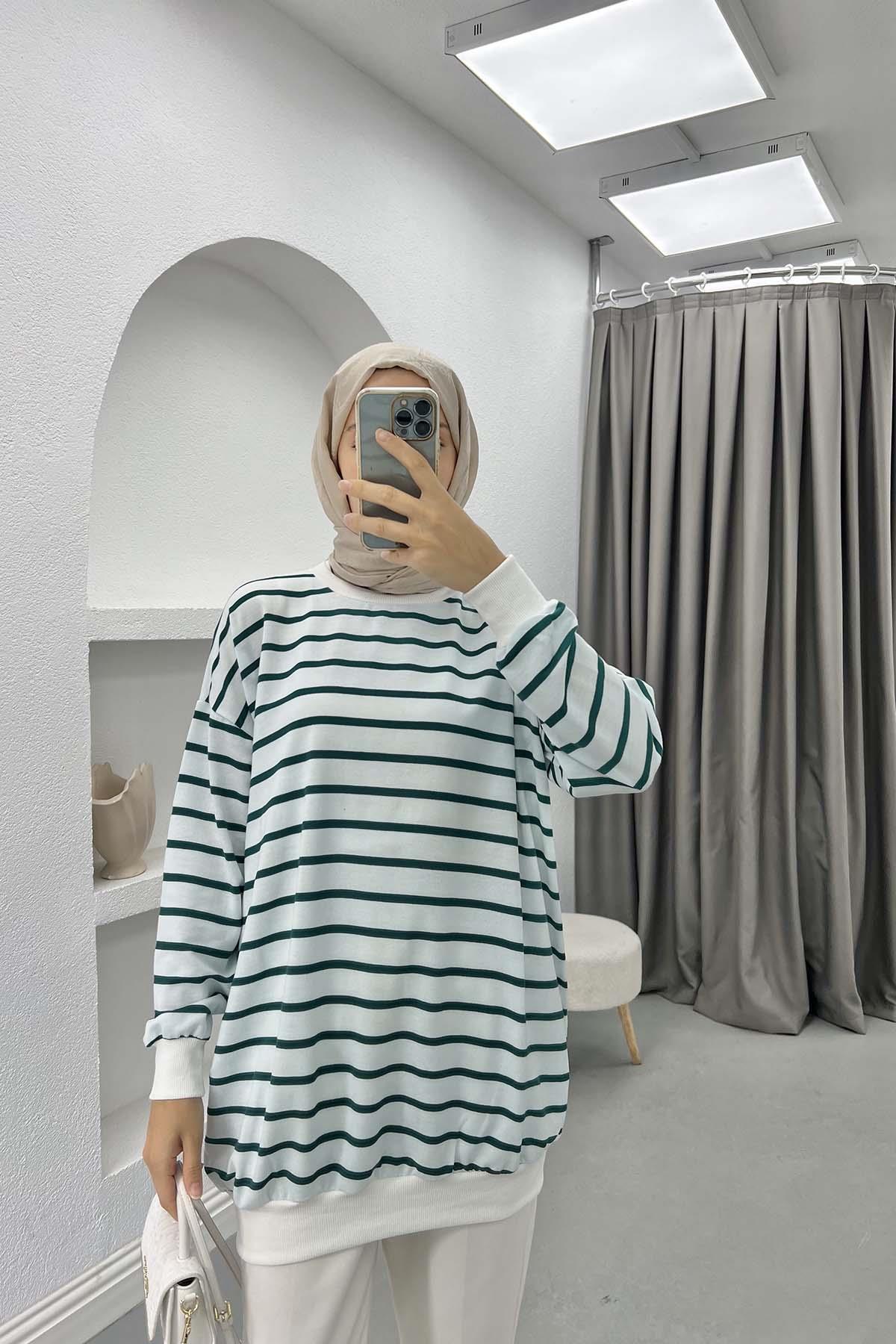 Striped Sweatshirt Emerald Green