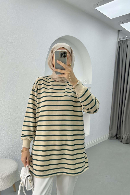 Striped Sweatshirt Emerald Green