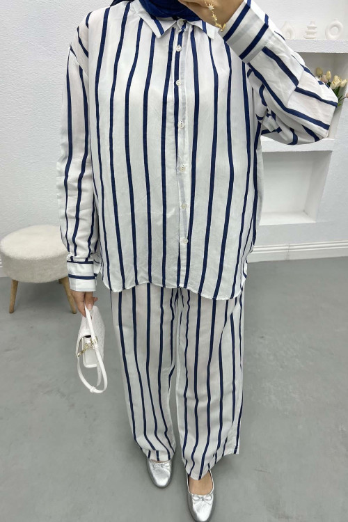 Striped Suit White