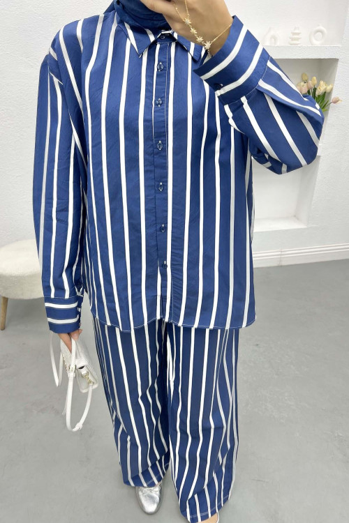 Striped Suit Navy Blue