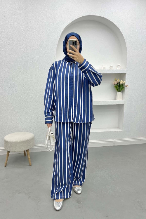 Striped Suit Navy Blue