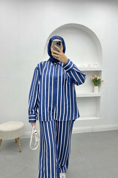 Striped Suit Navy Blue