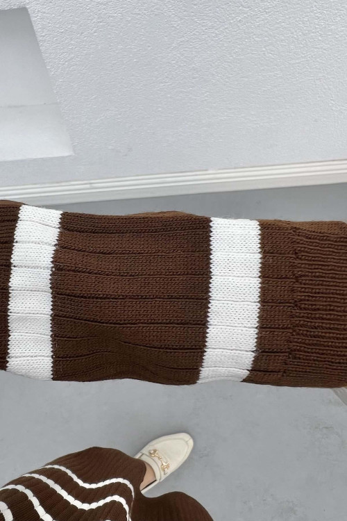 Striped Knitted Sweater Bitter Coffee