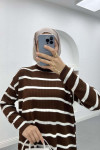 Striped Knitted Sweater Bitter Coffee