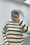 Striped Knitted Sweater Ecru