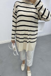 Striped Knitted Sweater Ecru