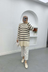 Striped Knitted Sweater Ecru