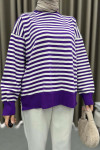 Striped Knitted Sweater Purple