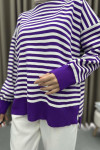 Striped Knitted Sweater Purple