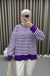 Striped Knitted Sweater Purple