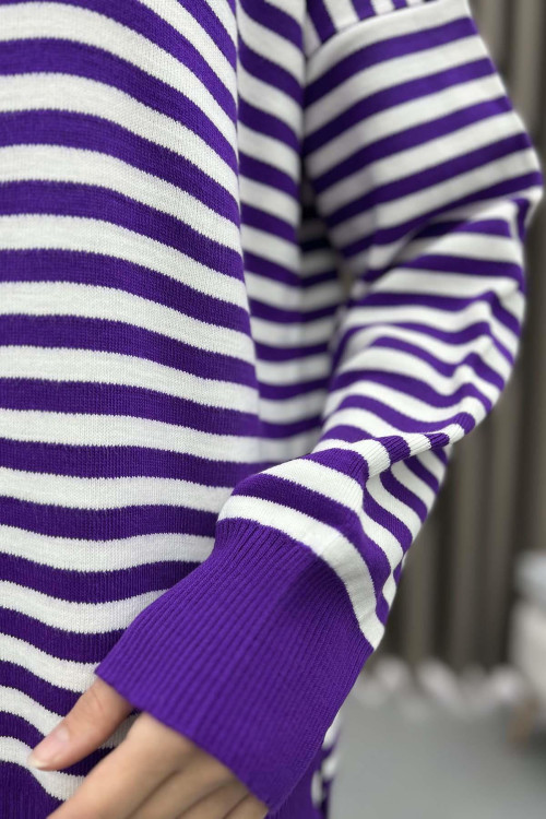 Striped Knitted Sweater Purple