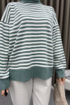 Striped Knitted Sweater Aqua Green