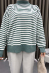 Striped Knitted Sweater Aqua Green