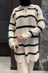 Striped Knitwear Set Ecru