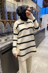 Striped Knitwear Set Ecru