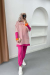 Striped Knitwear Suit Fuchsia