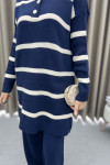 Striped Knitwear Suit Navy Blue