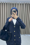 Striped Knitwear Suit Navy Blue