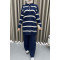 Striped Knitwear Suit Navy Blue