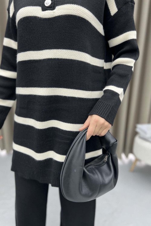 Striped Knitwear Suit Black