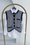 Striped Knit Vest Navy Blue