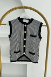 Striped Knit Vest Black