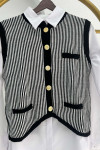 Striped Knit Vest Black