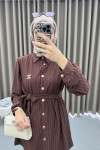 Striped Tunic Suit Bitter Brown