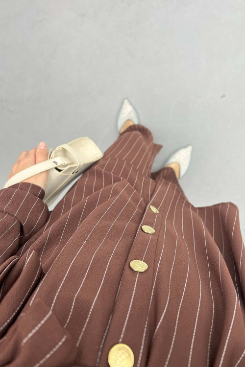 Striped Tunic Suit Bitter Brown