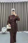 Striped Tunic Suit Bitter Brown