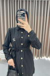 Striped Tunic Suit Black