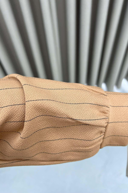 Striped Tunic Suit Milky Coffee