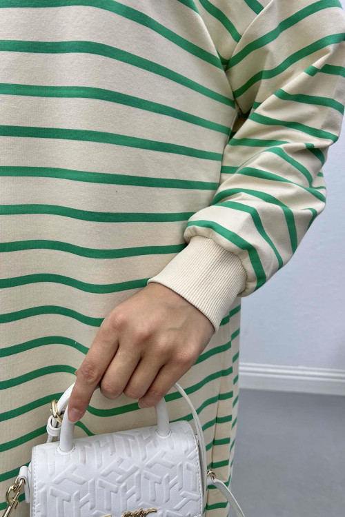 Striped Long Sweatshirt Green