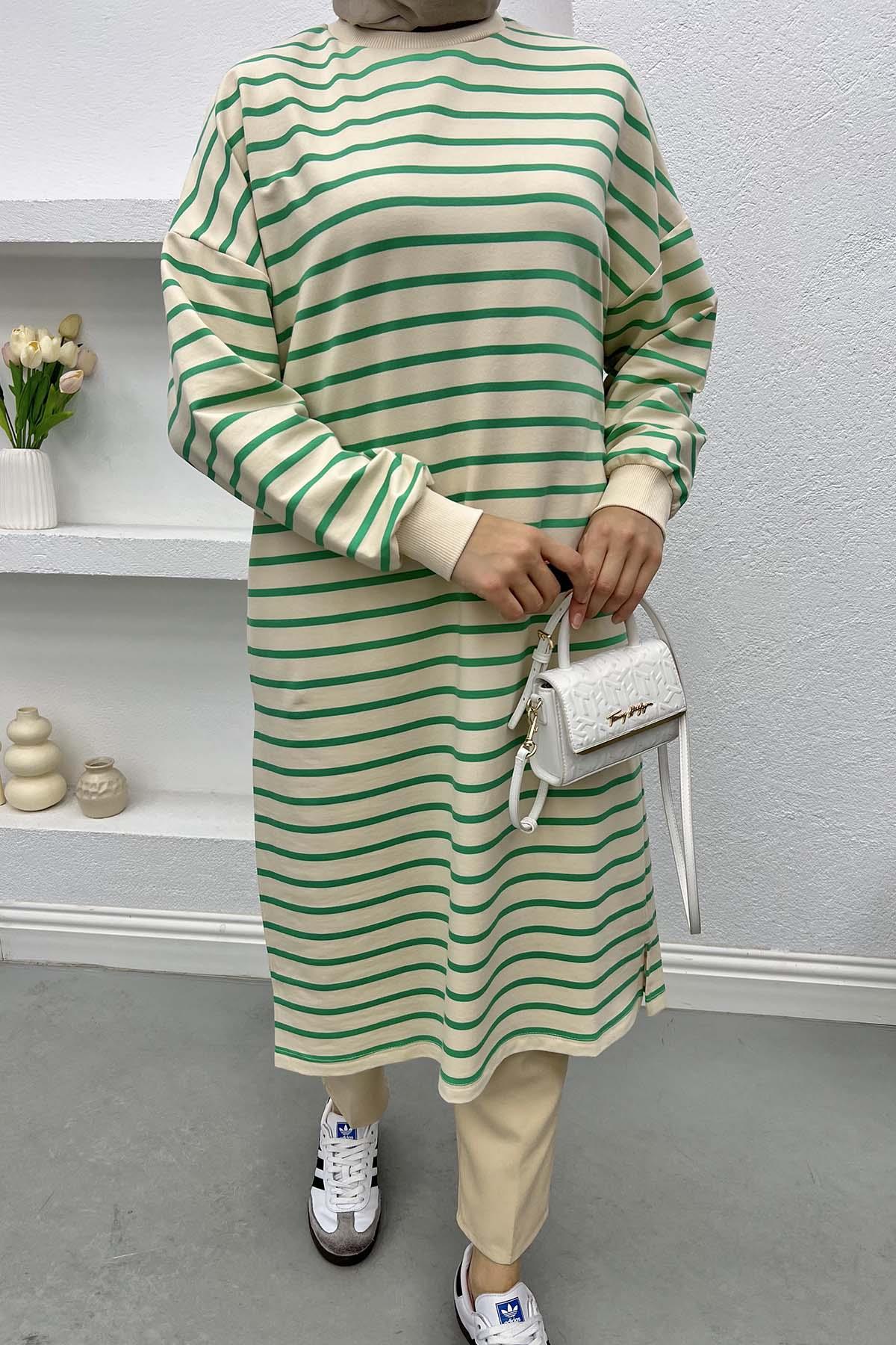 Striped Long Sweatshirt Green