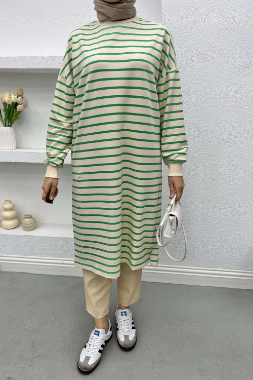 Striped Long Sweatshirt Green