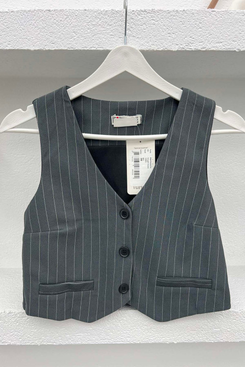 Striped Vest Gray