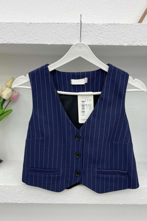 Striped Vest Navy Blue