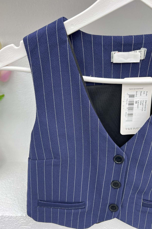 Striped Vest Navy Blue