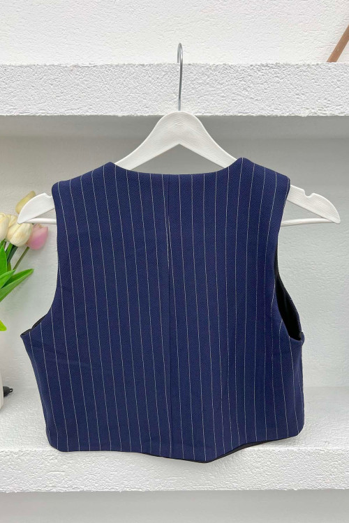 Striped Vest Navy Blue