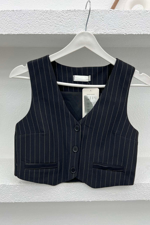 Striped Vest Black