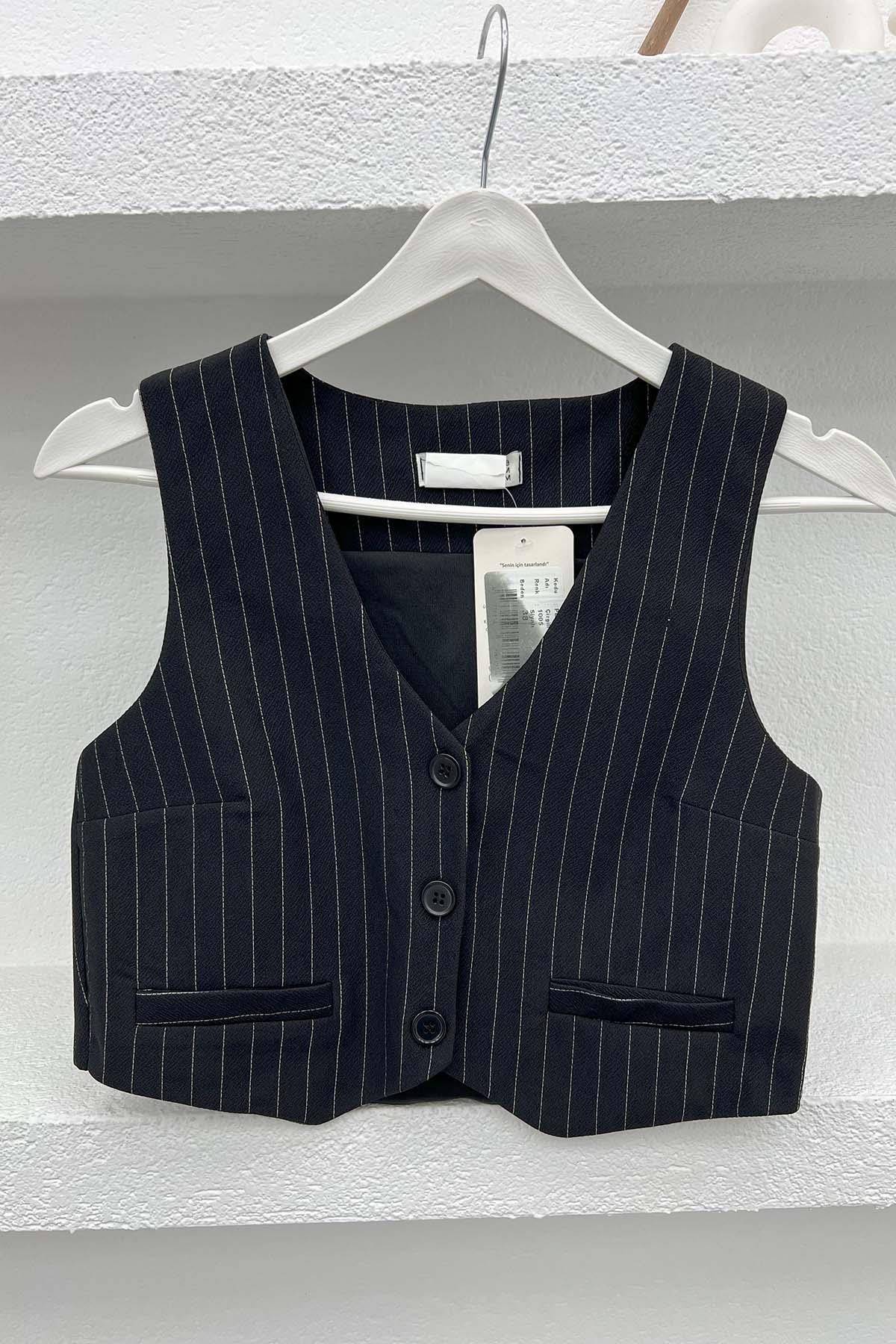 Striped Vest Black