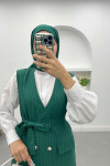 Striped Vest Set Emerald Green