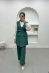 Striped Vest Set Emerald Green